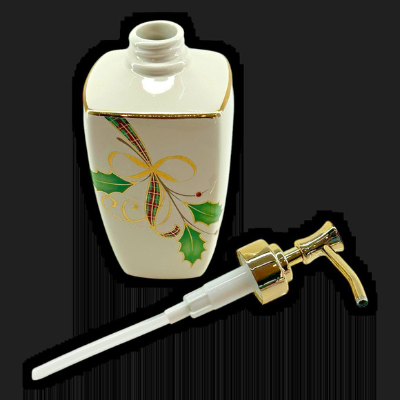 Lenox Holiday Nouveau Soap / Lotion Dispenser Pump Christmas Holly Discontinued - Picture 1 of 10